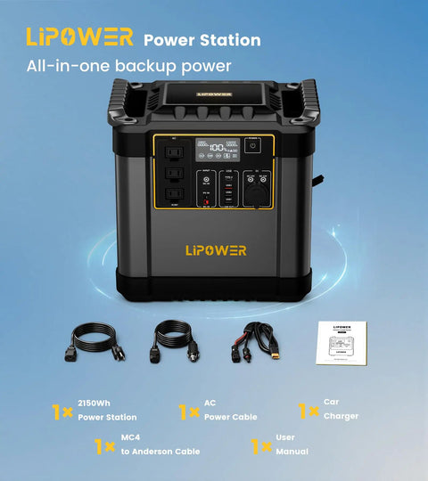 Top Shelf Portable Power Station And Solar Generator Bundle With 2150Wh LiFePO4 Battery Plus 200W Solar Panel detailed view showing power station and accessories.