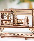 Hands-On Mechanical Tram Line Wooden Model Kit From Town Series, 3D Puzzle Assembly With Realistic Details, Laser-Cut Plywood Build For DIYers, Great Gift For Techies And Craft Fans. laser-cut plywood tram station model with figures