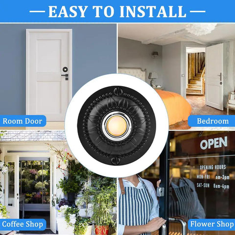 Metal Doorbell Push Button With LED Backlight Wired Wall Mounted Door Chime Button Replacement For Home Front Door Or Garage Iron Decorative Switch With Easy Night Visibility, black round button