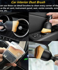 Car Interior Dust Brush with ergonomic handle for cleaning air vents, instrument panels, and windows; versatile detailing tool.