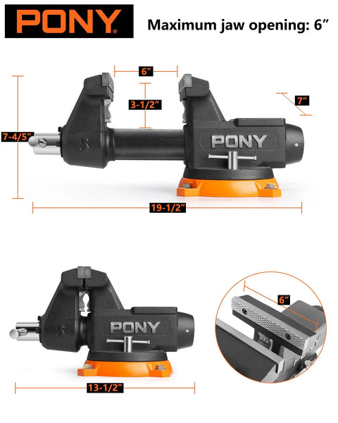 Beefy Heavy Duty Bench Vise with Six Inch Jaw 8800 Lbs Clamping Force 360 Degree Rotatable Base and Anvil for Woodworking and Metalworking