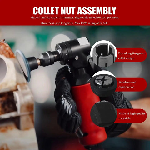 Worker using One Eighth Inch Collet Chuck Assembly For Milwaukee Die Grinders Fits 2485 2486 20 Models Replacement Part.