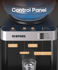 Control panel of Three In One Water Dispenser With Built In Ice Maker Hot And Cold Water Cooler For Five Gallon Bottles With Child Lock