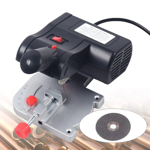 110V 90W Mini Cut Off Saw With 45 Degree Bevel, Benchtop Metal Cutting Tool, Compact Cut Off Saw With 2 Blades, 4500 RPM
