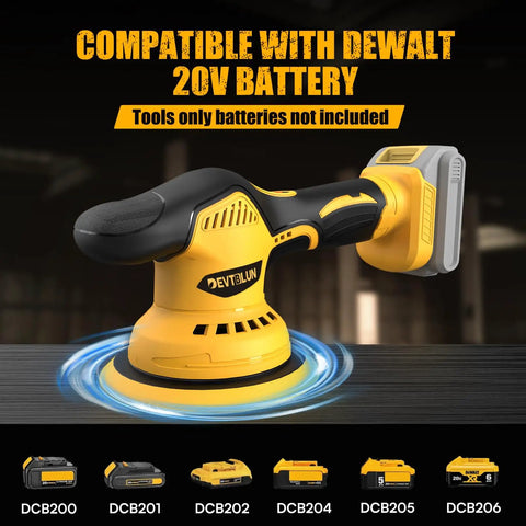 Cordless Car Buffer Polisher Kit 6 Inch Brushless Dual Action Orbital Polisher With 8 Speed Settings showcasing battery slot.