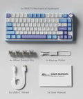 Custom 75 Percent Wired Mechanical Keyboard Featuring Gasket Mount Design Hot Swap Switches And PreLubed Linear Keys with accessories.