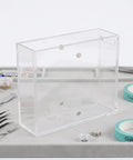Dual Sided Clear Acrylic Label Roll Dispenser Featuring A Smooth Pull Through Tray Straight Up The Sleek Desktop Organizer for Shipping Tags