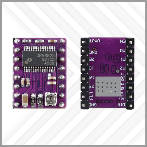 Front and back view of DRV8825 Stepper Driver Module For 3D Printers And Robotics, 45V 2.5A Bipolar Motor Driver with microstepping