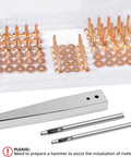 Copper Rivets And Burrs Leather Working Kit With 80 Pieces 4mm Copper Shank Includes 2 In 1 Setter For Size Nine And Size Twelve