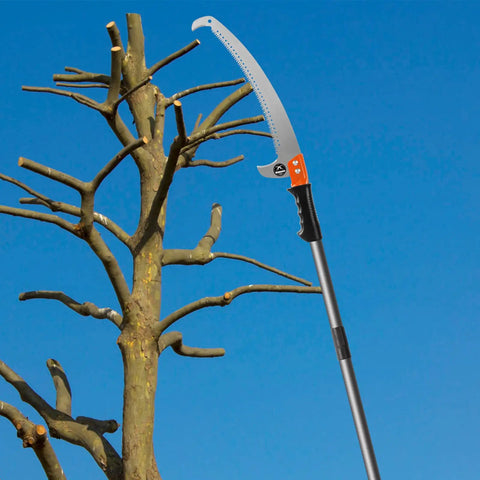 Lightweight Manual Pole Saw Extension For Tree Pruning 10 Foot Reach Stainless Steel Blade Easy Cut Rust Resistant