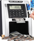 Talking ATM Piggy Bank For Kids With Dual Debit Cards, Auto Opening Drawer, Real Money Bill Feeder visible on display