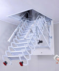 Electric Pull Down Attic Ladder With Built In Handrail Retractable Loft Stairs For Home Ceiling Access Heavy Duty Titanium Magnesium Alloy in action.
