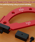 Premium Aluminum Router Corner Radius Template Set With Smack On Guidance For Smooth Outside Rounds and Razor Sharp Oblique Cuts. R60 detail.
