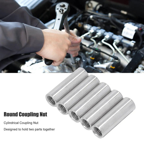 Five Pack Round Coupling Nuts M12 By 1.75mm 50mm Long 304 Stainless Steel Round Sleeve Stud Nuts Threaded Hardware For Bracket Building Maintenance Heavy Duty Connecting Rod Fasteners, round coupling nuts for engine maintenance
