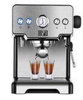 This Semi Automatic Espresso Machine Delivers 15 Bar Pressure Italian Style Coffee Maker With A Bright Led Screen Professional Steam Wand And Large Water Tank Brew Like A Boss At Home For Hit Different Morning Coffee Routine, showing double espresso shots.