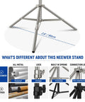 7.2Ft Stainless Steel Light Stand With Spring Cushioned Heavy Duty Build For Strobes, LED Video Lights, Ring Lights, Monolights
