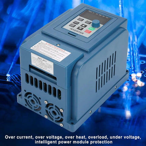 Dope 1.5kW 3 Phase VFD Drive Inverter Controller For Industrial Motors, Ultra Accurate Speed Control, Wide RPM Range, Smart Protection, Stable Anti Trip Performance, Built Tough For Harsh Power, Dust And Humidity, blue housing