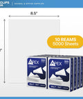 Premium Multipurpose Copy Paper 8.5 By 11 Inches 20 Lb 92 Brightness Crisp White Sheets in bulk with 10 reams of 5000 sheets.
