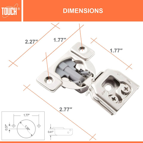 Soft Close Concealed Cabinet Hinges for Face Frame Cabinets 1 Inch Overlay 3D Adjustable with Screws Quiet Kitchen Door Hinge Set Pair dimensions