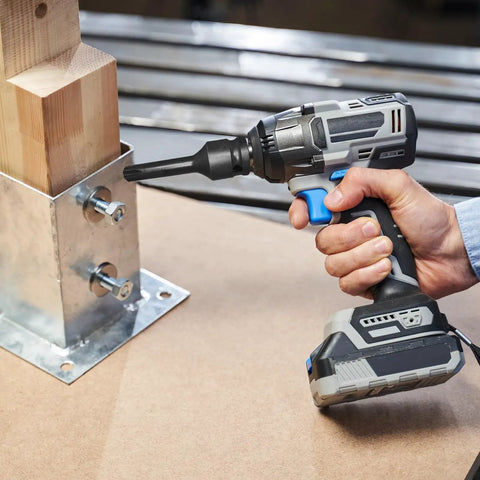Hand using power drill with Torx Bit Socket T52 One Half Inch Drive, 2 Pack, Chrome Molybdenum Steel Impact Sockets