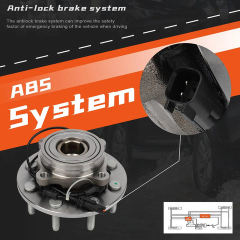 Anti-lock brake system feature for Front Wheel Hub And Bearing Assembly For 2006 To 2008 Dodge Ram 1500 2500 3500 4x4 8 Lug Wheel With ABS Replacement No Nonsense Direct Fit Easy Install And Long Lasting Service Life