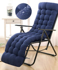 Waterproof Patio Lounge Chair Cushion For Zero Gravity Outdoor Chairs 66x21x4 Inches Blue With Ties Fade Resistant Fabric And Plush PP Cotton Fill Indoors Or Outdoors Ultra Comfy Cushioned Pad installed on a chair