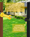 Two Sets Electric Fence Gate Handle Kit With Anchors And Insulators Including Two Yellow Handles With Spring, Four Black Insulators