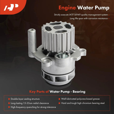 Engine Timing Belt Kit With Water Pump For Volkswagen Jetta 2005 To 2010 One Point Nine Liter L4 includes metal water pump