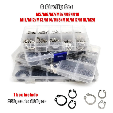 External Circlip Kit Set For Shafts 5 To 20 Mm C Type Retaining Rings For Bearings And Gears Locking Clip Ring Pack Versatile