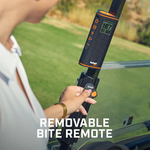 Wingman View Golf Speaker With GPS Yardage And Hazard Alerts On Course LCD Screen Remote Control Magnetic Cart Mount