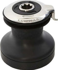 15ST EVO Self Tailing Alloy Winch Black For Sail Trim Single Speed Size 15 With Gear Ratio Two To One And Power Ratio Fifteen Point Eight To One No Tools Needed Go To Winch on white background