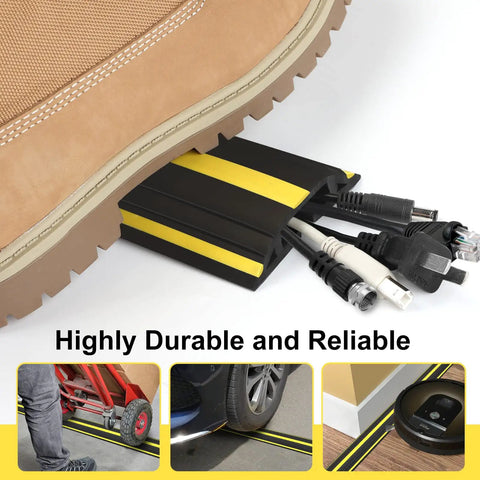 10 Ft Floor Cable Cover Protector Heavy Duty PVC Duct Easy To Unroll No Fuss Hide Cables At Home Office Or Outdoors No Trip Hazards Durable Cable Organizer For Wires under shoe