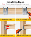 Installation steps for Heavy Duty Galvanized Fence Bracket Kit 20 Pack For 2x4 Wood Rails And Posts Includes 140 Stainless Steel Screws.