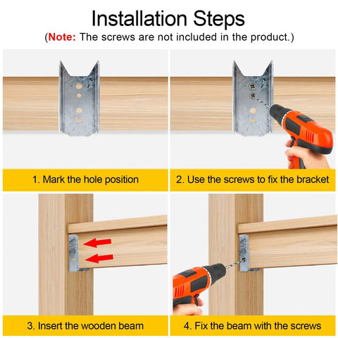 Installation steps for Heavy Duty Galvanized Fence Bracket Kit 20 Pack For 2x4 Wood Rails And Posts Includes 140 Stainless Steel Screws.