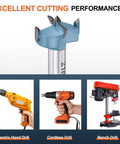 Straight Shooter 13/16 Inch Forstner Drill Bits, 2 Pack Tungsten Carbide Woodworking Hole Saw Kit with drill types.