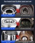Comparison of new and used wheel hub assemblies showing durability and material quality differences.