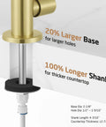 Diagram of RO Water Filter Faucet for Home Kitchen Use No Fuss Non Air Gap Style, Easy Setup with larger base and longer shank features.