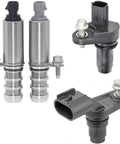VVT Intake And Exhaust Camshaft Position Actuator Kit With Cam And Crankshaft Sensors For 2.0L 2.2L 2.4L GM Cars Including Equinox Malibu Cobalt HHR Aura Terrain Verano G6 Pontiac Saturn, metal sensors and bolts