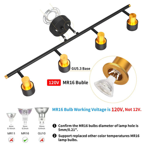 4 Light Plug In Vanity Lights For Bathroom And Kitchen Counter Over Mirror, Modern Vanity Light Fixtures With Adjustable Heads