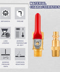 2-Pack Quarter Inch NPT Brass Ball Valve Kit With Shut Off Valve, Heavy-Duty Air Coupler And Plug, Material Characteristics