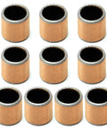 Ten Pack Heavy Duty Oilless Bushing Sleeve Bearings With Zero Sweat Maintenance Free Design And Built Tough Carbon Steel Core For Smooth Reliable Spin On Any Rigged Or Workshop Build in a close-up view, showing bronze and steel construction.
