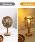 Vintage Rattan Pendant Light Shade Set For Home Cafe And Teahouse Decor Handwoven Wicker Basket Lampshades showing light effects