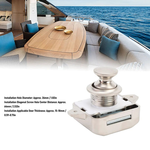 Push Button Cabinet Latch For RVs And Yachts, Zinc Alloy Cupboard Door Lock With Screws And Spare Cap, Pearl Nickel Finish