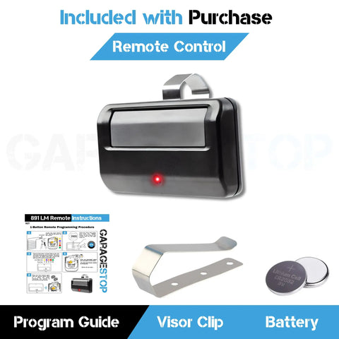 Universal Garage Door Opener Remote For 1993 Onward Systems With Five Learn Button 891LM Compatible, with clip and battery