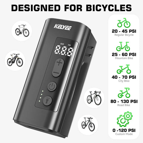 2 In 1 Mini Electric Bike Pump With LED Headlight And Digital Gauge Portable 150 PSI Tire Inflator for bicycles