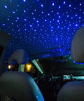 Interior view with Starport USB Laser Star Projector For Game Rooms And Bedrooms, Portable Galaxy Mood Lighting creating starry blue effect