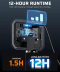 Close-up of Magnetic Wireless Trailer Lights Kit with Bluetooth LED Tow Lights showing interior circuitry and battery indicators.