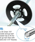 Go Kart Sprocket Set 72 Tooth With 35 Chain And Hub 1 Inch Bore One Quarter Inch Keyway Replacement For Most Go Karts