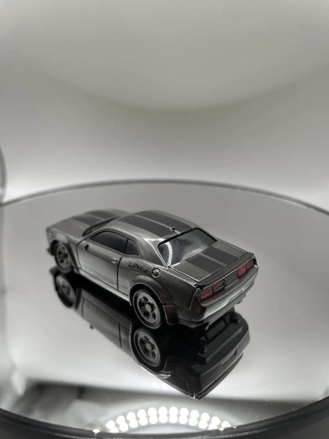 Mini RC Drift Car 1 To 64 Scale With LED Lights 4WD Pro Controls rear view on mirrored surface