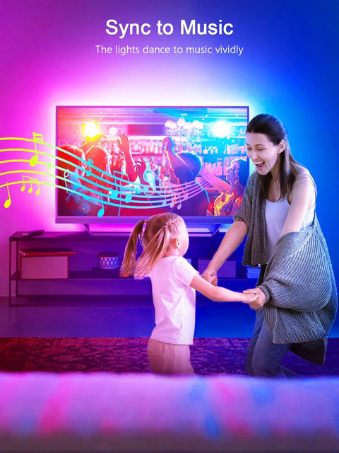 LED TV backlight strip, RGB, 16.4 ft, behind 45-75 inch TV, USB powered with app and remote
